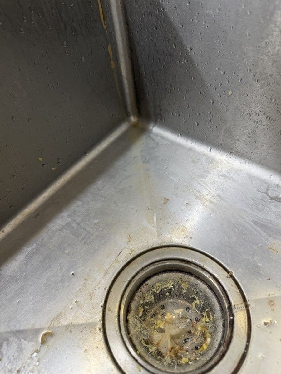 Kitchen sink and drain before cleaning by Red Deer House Cleaning