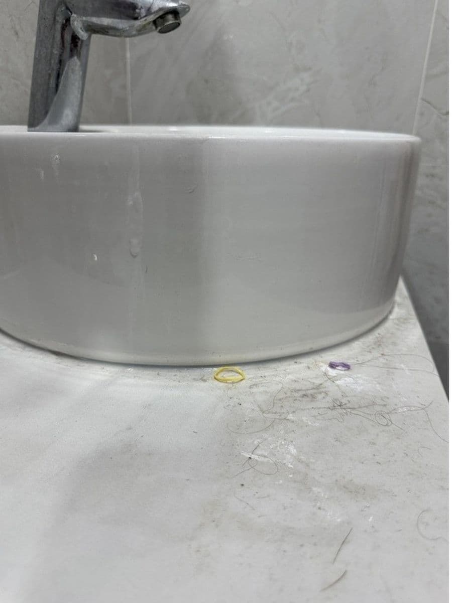 Vessel basin and counter before cleaning by Red Deer House Cleaning