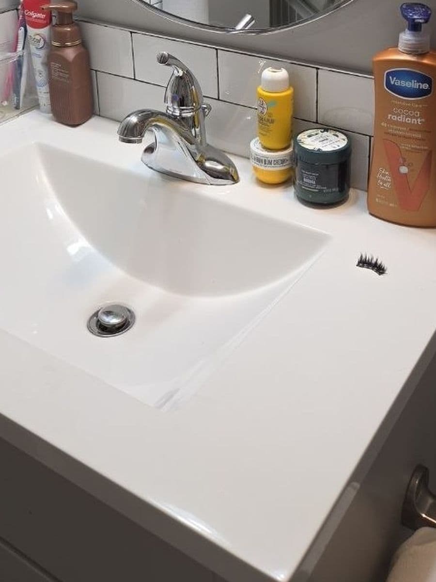 Bathroom vanity after cleaning by Red Deer House Cleaning
